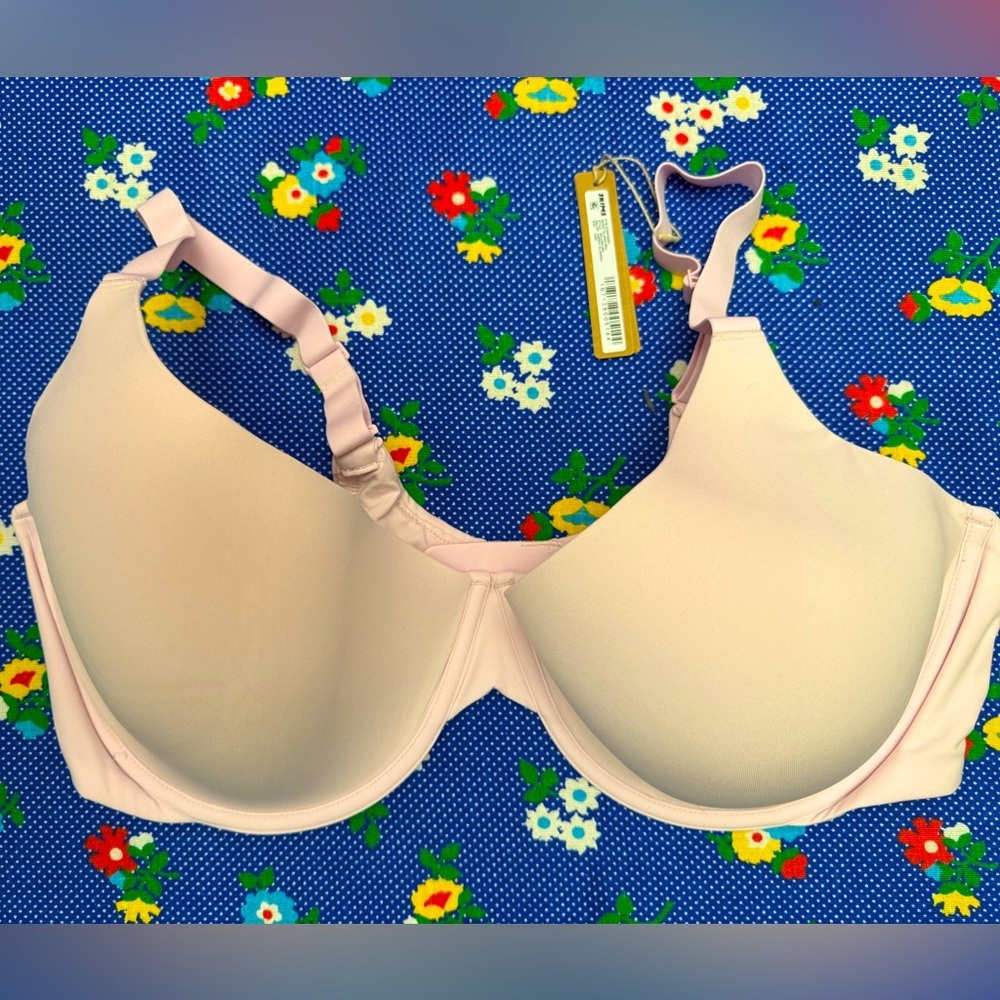 SKIMS Fits Everybody Scoop plunge bra NWT 46DD Cherry Blossom pink